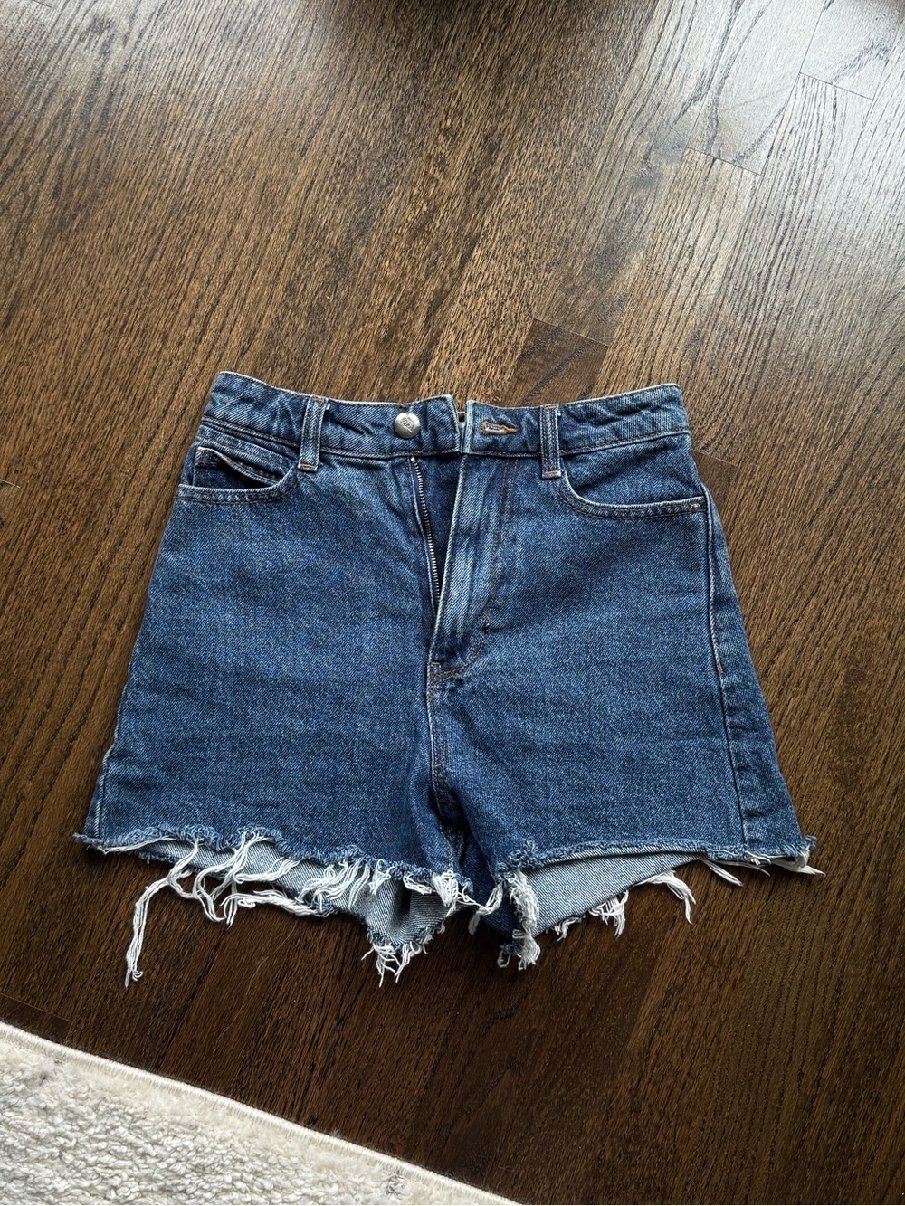 Zara Distressed Dark Blue Denim shorts